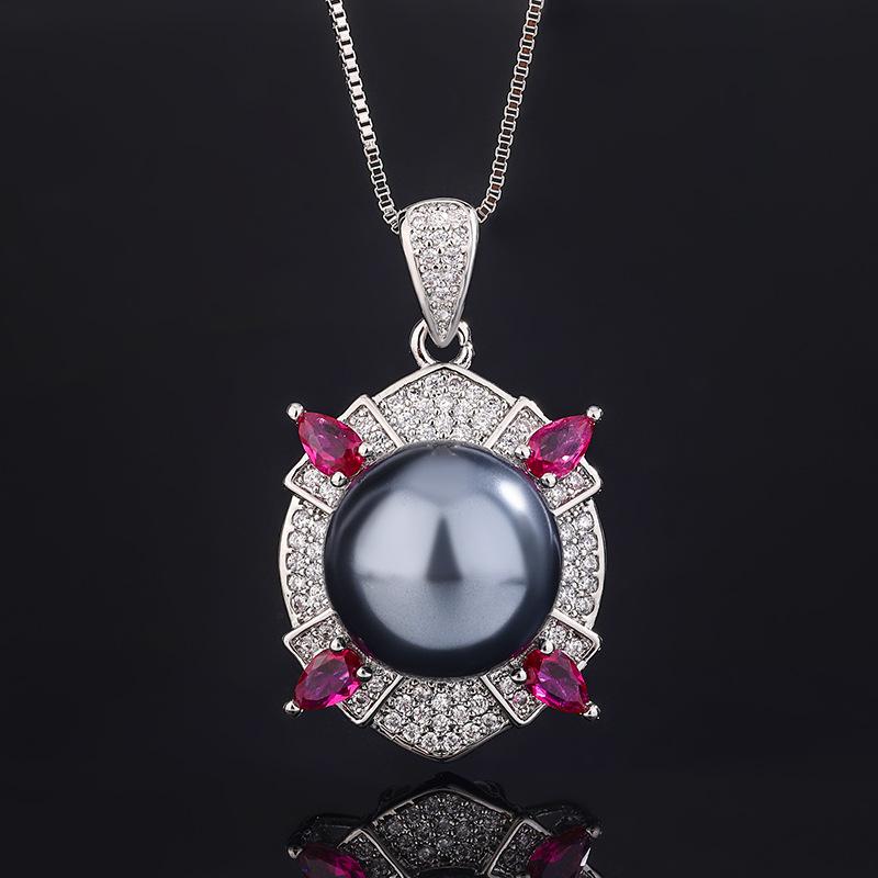 Jewelry Copper Bottom Gold-Plated Inlaid Fritillary Pearl Pearl Set Female 14Mm