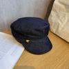 Street Solid Color Style Navy Flat Top Cap Breathable Fabric Urban Casual Wear