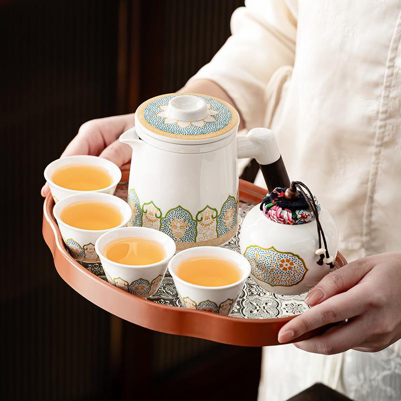 Portable Chinese Guyun Travel Tea Set Outdoor Small Set Camping Tea Making Ceramic Kuaike Cup Gifts