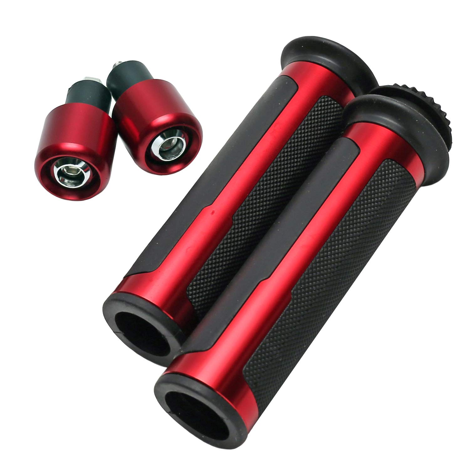 

nakira Мотоциклетная ручка с заглушками для руля для 0,9 дюйма (22 мм) Проникающие ручки велосипеда, красный