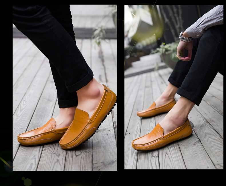 British Style Men's Plus Size Leather Driving Moccasins for Spring & Autumn