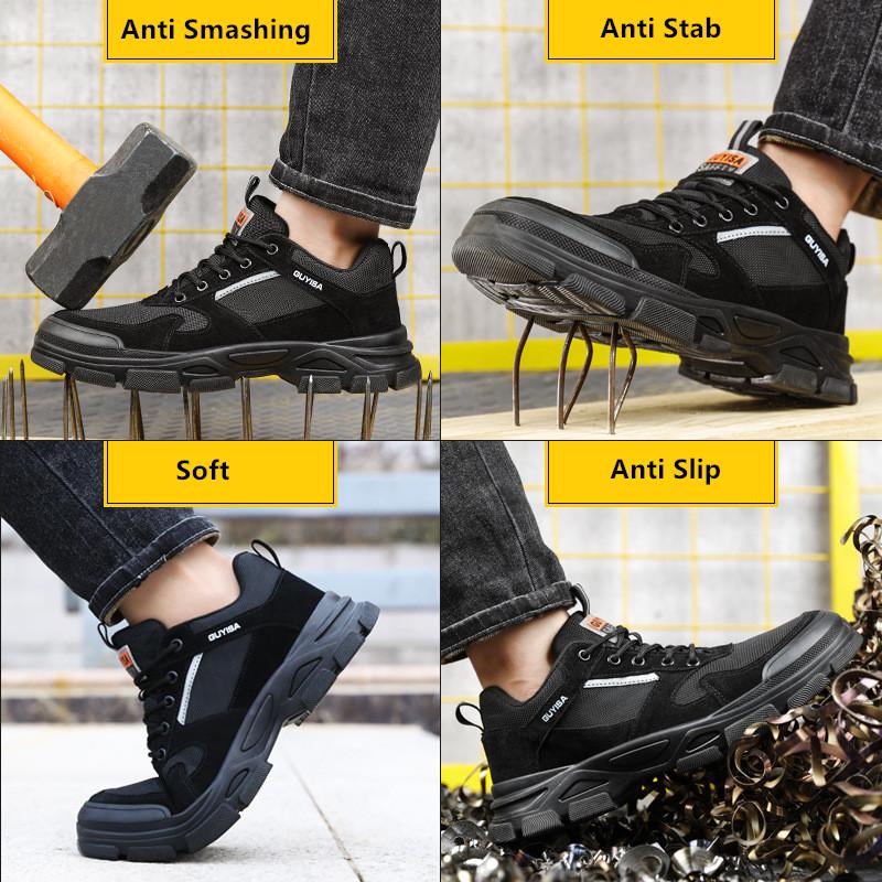 Anti Puncture Working Summer Shoes Mens Safety Work Shoes with Steel Toe Anti-slip Work Sneakers Protection Work Boots for Men