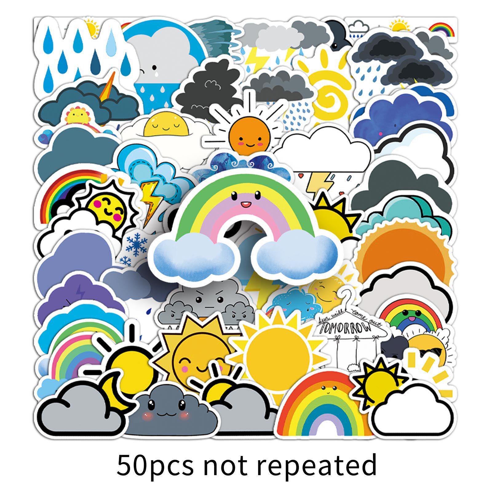 50 Weather Suitcase Washi Tape Stickers - Waterproof DIY Cartoon Decorations for Scooter, Computer, Tablet