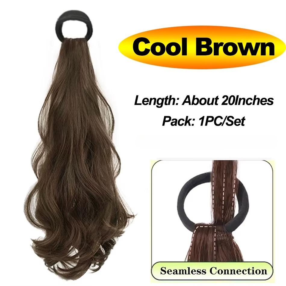 

Синтетический парик хвостик длинный волнистый хвостик для волос с высокоэластичной резинкой термостойкий парик для ежедневного использования 1pc&20inches светло-коричневого