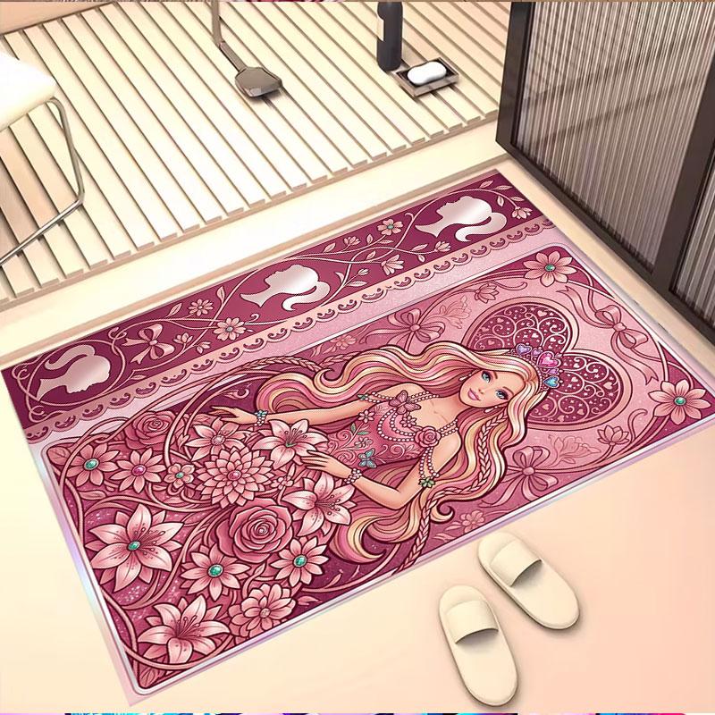 Barbie Print Rug, Washable Floor Carpet, For Entryway Dorm Laundry Room Office Study, Home Decor Birthday Christmas Gift