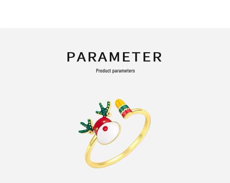 925 Silver Plated Christmas Antler Women's Open Ring - High-End Plain Band for Index Finger