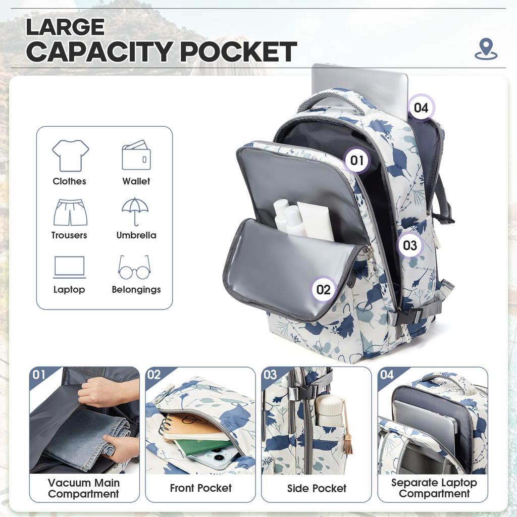 Travel Vacuum Storage Backpack Vacuum Seal Compression Space Saver Bags Clothing Vacpack Airback Carry On  Laptop Work Backpacks