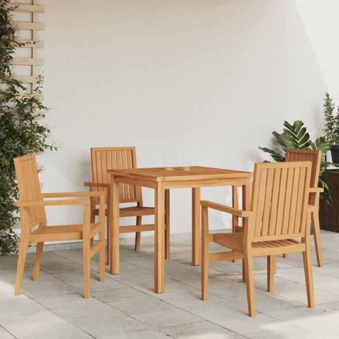 VidaXL Chaises de jardin empilables lot de 4 56,5x57,5x91 cm bois teck 3157901