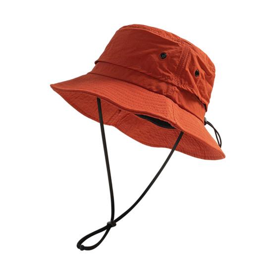 Bucket Hat Foldable Quick-Dry Breathable Mesh Fisherman Hat with Wide Brim Adjustable Windproof Rope Sun Protection Hat