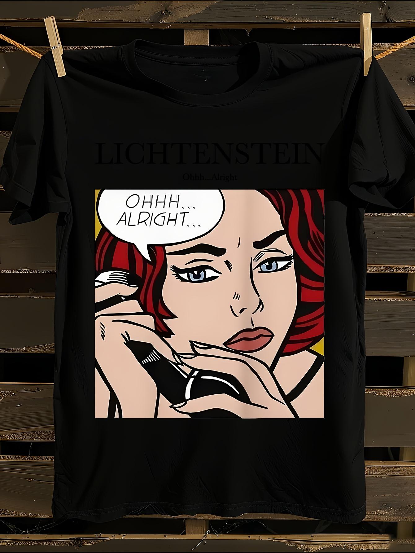Pop Art Graphic T-Shirt Mens Tshirt Womens Tshirts with Letters Print Short Sleeves T-Shirt Casual Street Tee Shirt Top S