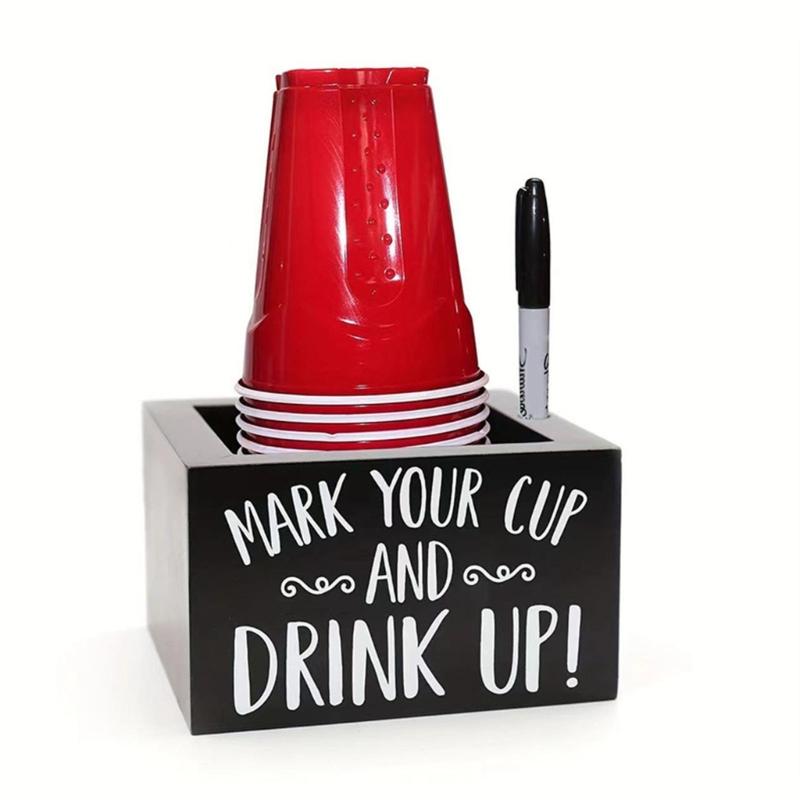 Wood Coffee Station Rack for Organizing Cups and Accessories Disposable Cup and Lid Organizer Wooden Storage Box