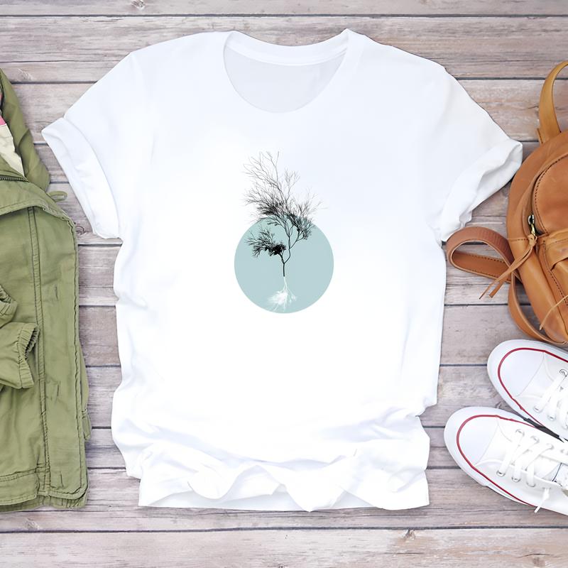 Women's Summer T-shirt with Cute Printed Designs, Short-sleeve Trendy Fashion Top.