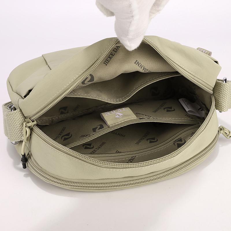 Solid Color Nylon Crossbody Bag Multi Pocket Casual Shoulder Bag for Women