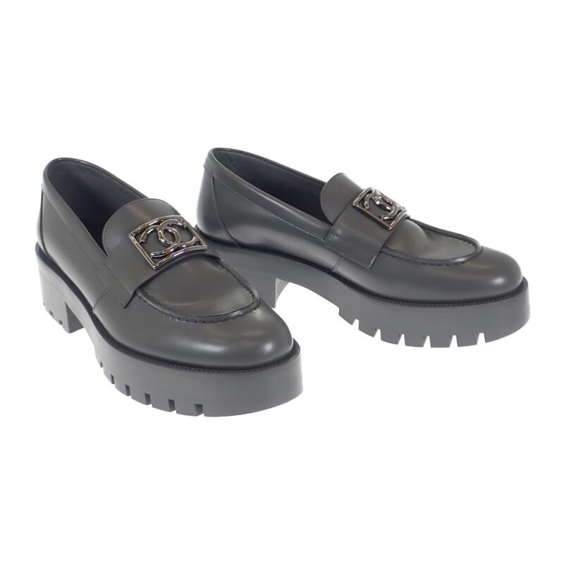 CHANEL  G45156 loafers gray leather Women