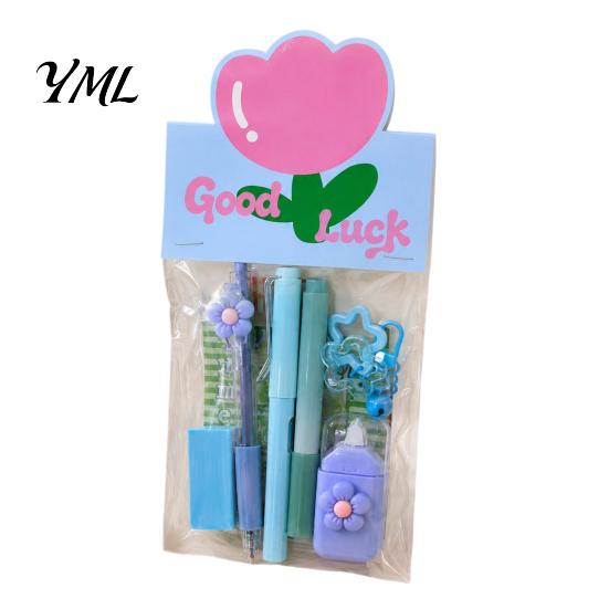 Student Homework Essentials Flower Stationery Set, Macaron Color Correction Tape And Smooth Back to School Writing Gel Pens, Portable for Students