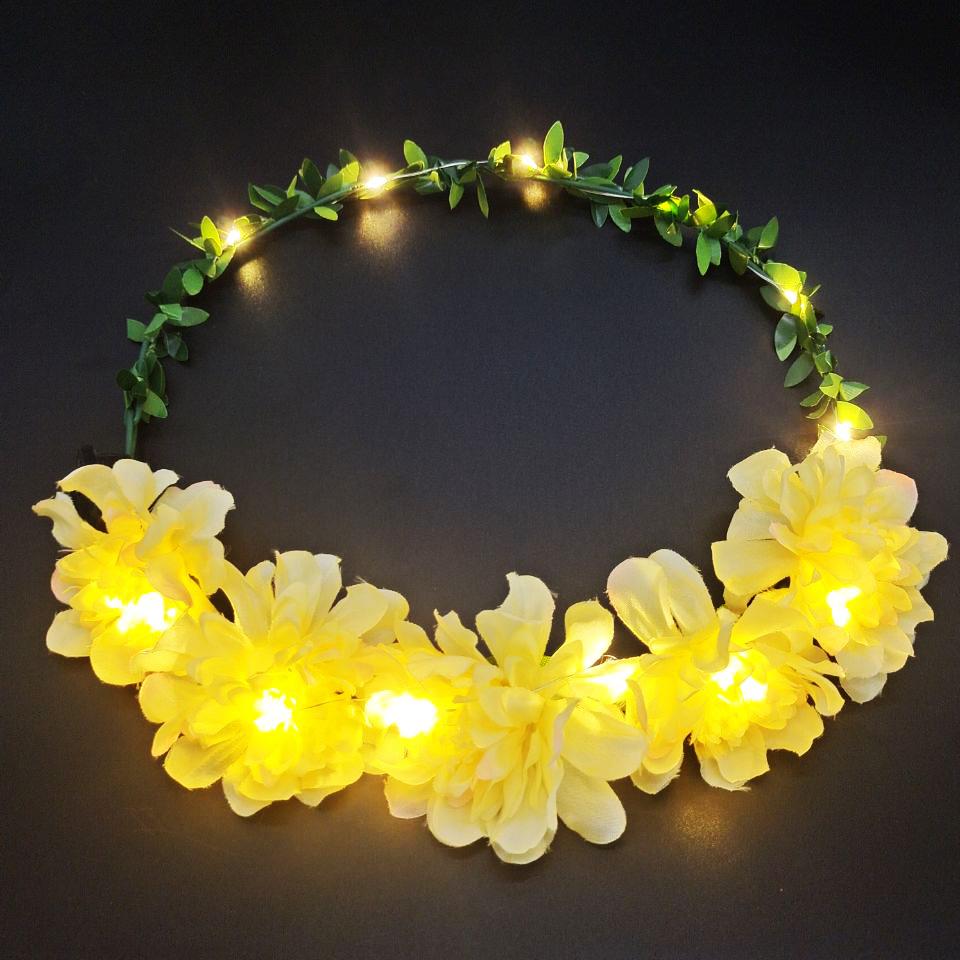 Wedding Party Crown Glowing Flower Headband LED Light Wreath Garland Decoration Women Girl Birthday Favor Luminous Hairband