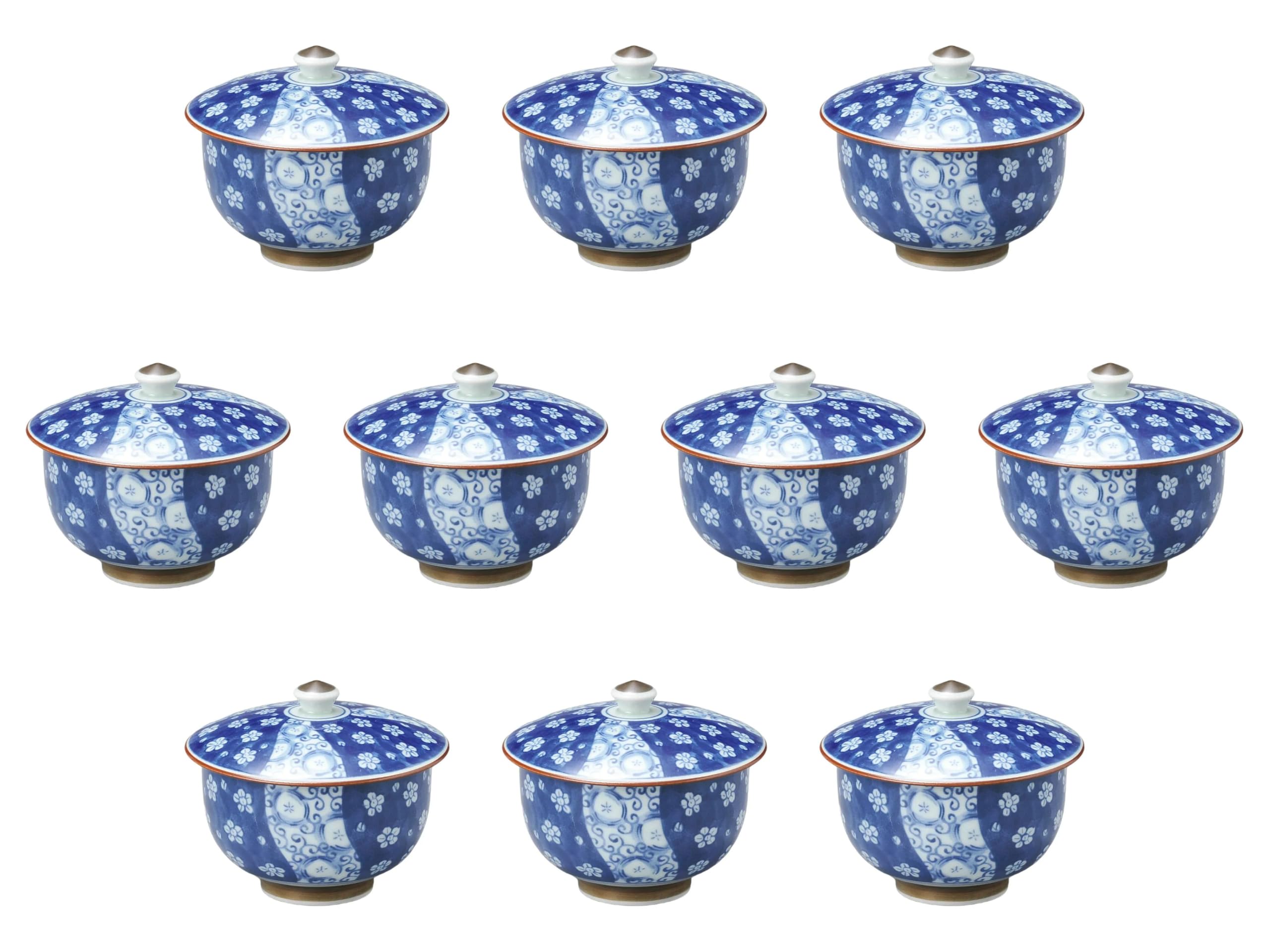 

Set of 10 Plum Small Pattern Teacups with Lids x 8cm Sencha with Lids Arita Ware Setomonohonpo [10 (175cc)] (Arita Ware)