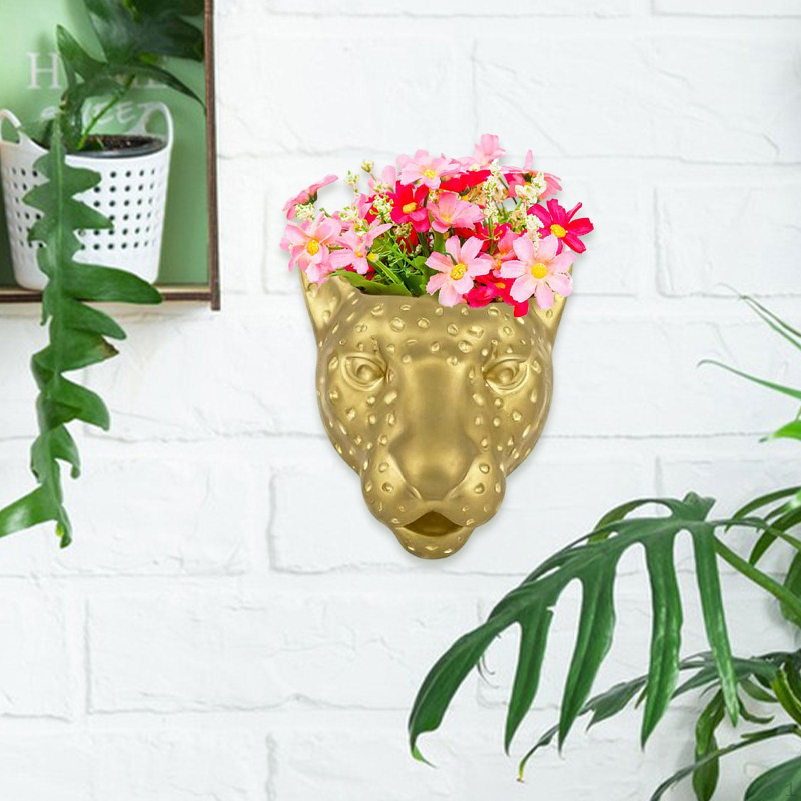 

Garden Leopard Head Planter Wall Mounted Flower Pot Versatile Flowerpot Decorative Animal