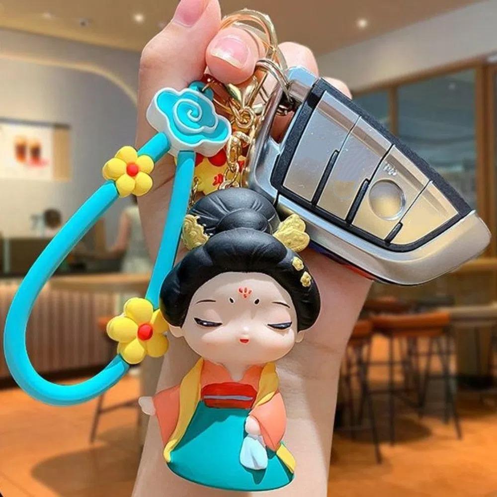 Silicone Rubber Cartoon Dolls Pendant Bag Hanging Car Key Ring Chinese Style Keychain  Gifts