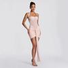 European & American Style Lace-Up Mesh Halter Patchwork Ribbon Bodycon Dress (2026 Summer Collection)