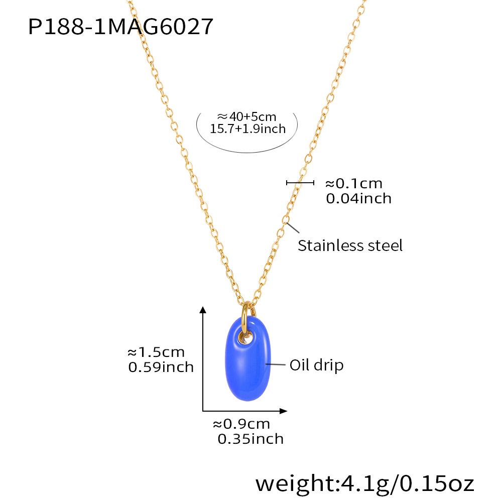 Morandi Color Oval Enamel Drop Pendant Necklace, Simple & Elegant Clavicle Layer, Stainless Steel Chain, Non-Fading.