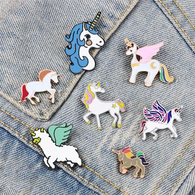 Fashion Enamel Pins Cute Unicorn Sika Deer Brooches for Girls Children Colorful Backpack Shirt Denim Jacket Jewelry Badges Gifts