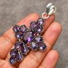 Awesome Amethyst Cross Shape Gemstone Pendant: 925 Sterling Silver Handmade Pendant Necklace Jewelry