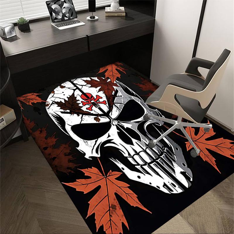 

1PC Skull Leaves Non-Slip Floor Carpet Compatible for Office&Living Room&Bedroom&Dining room - Flat-Weave Machine-W285 60cm by 90cm