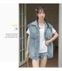 Women's 2026 Korean Style Blue Denim Vest - Loose, Sleeveless Fashion Layering Outerwear