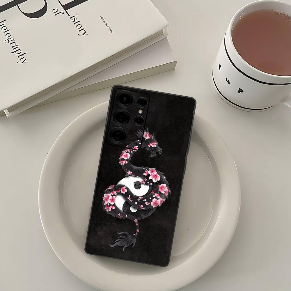 Japanese Art Dragon Yin Yang Phone Case For Samsung S 24 fe 25 Ultra plus 20 lite 21 30 22 23 24 22 Ultra 5G Fundas
