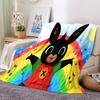 Rainbow Bing Friends Singing Flannel Blanket, Soft Polyester, Modern Design, All-Season for Camping, Travel, Gifts for holidays or birthdays