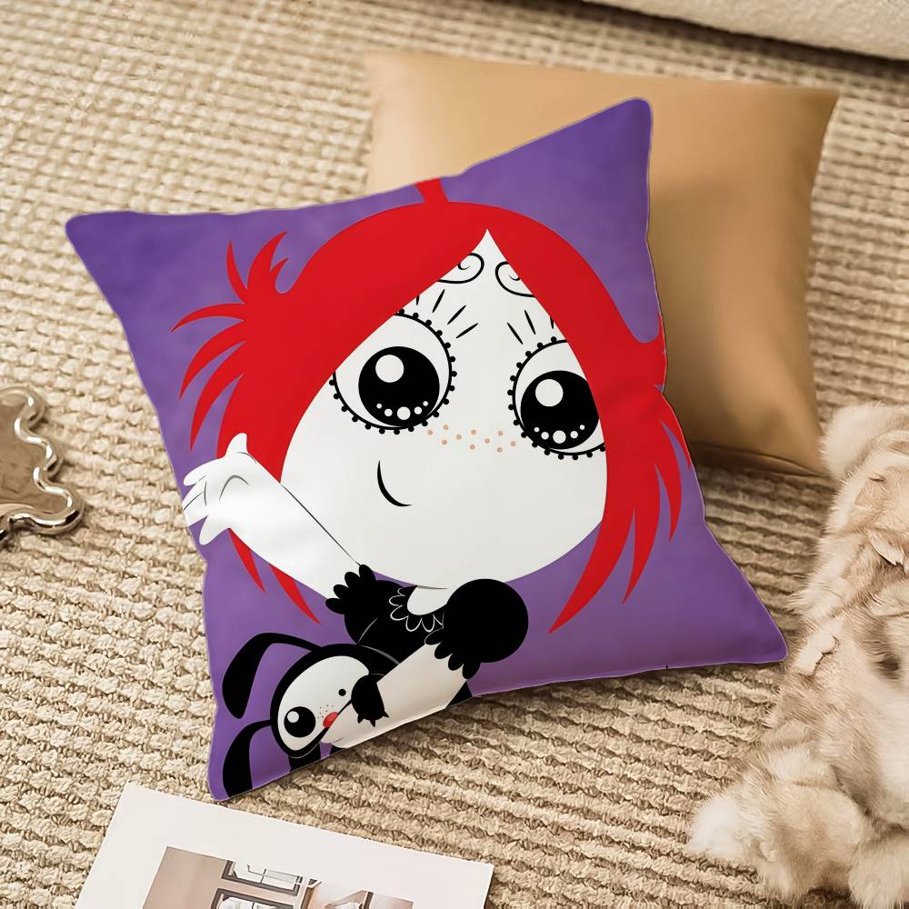 RRuby GGloom And Doom Kitty Pillow Case Antidustmite Pillowcase Invisible zipper silky plush Sofa