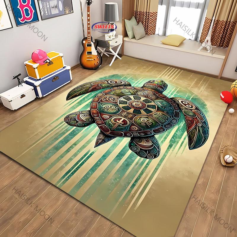 Magic Glowing Turtle Theme Printed Carpet Living Room Bedroom Sofa Office Large Area Decorative Mat Kids Play Rugs Large Size