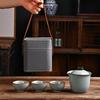 Portable Ceramic Tea Set with One Pot and Three Cups