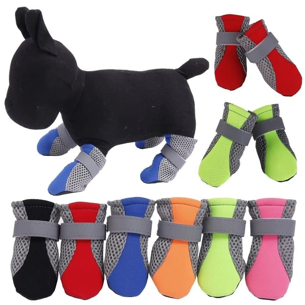 4Pcs Anti-slip Pet Dog Shoes Soft-sole Pet Footwear Cute Pet Sandals Summer
