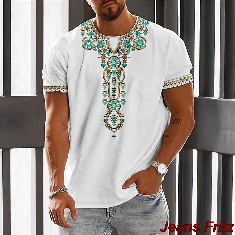 Ethnic Retro T-shirts, 3D Printed Clothing, Men's Round-neck T-shirts, Men's Summer Casual Streetwear