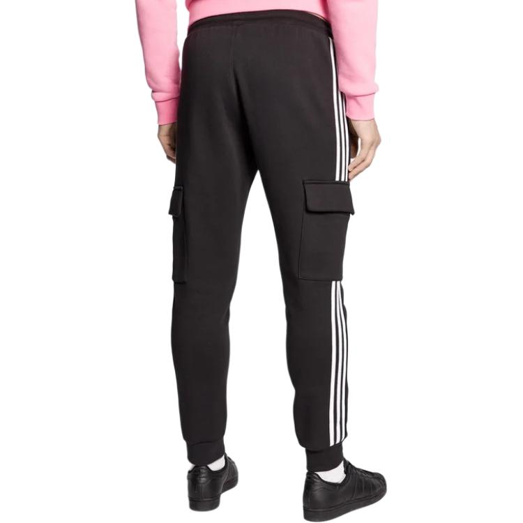 adidas Originals Kleeblatt Einfarbig Logo-Print Cargo Jogginghosen Herren Unterteile Schwarz HK9689