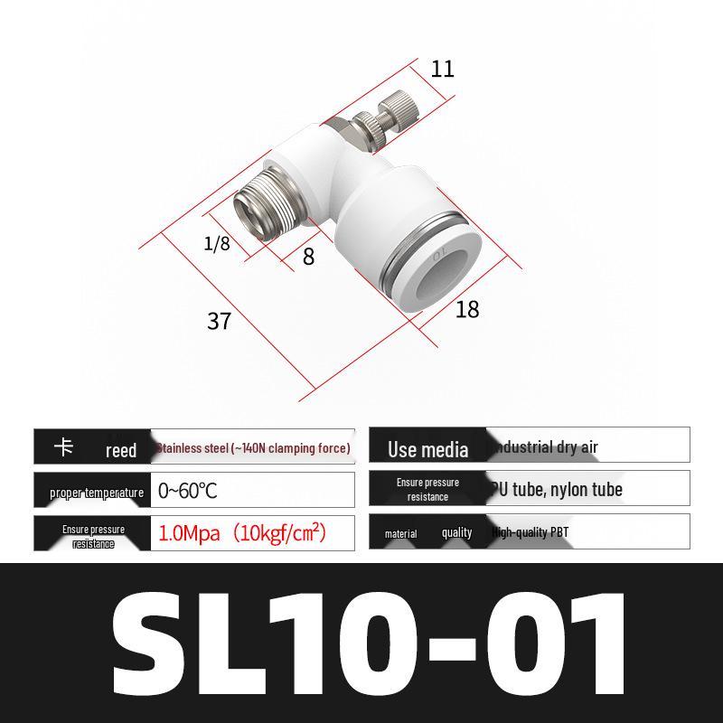 Pneumatyczny regulowany zawór dławiący serii SL (4/6/8/10/12) dla złącza rurki pneumatycznej i cylindra