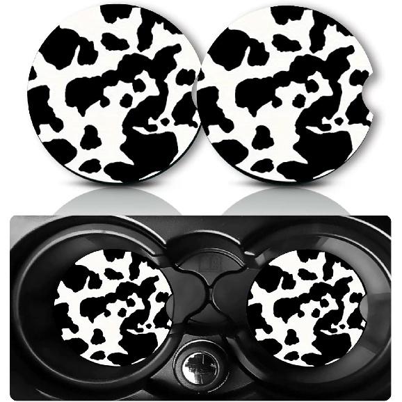 Car Coasters for Cup Holders,2 PCS Universal Non-Slip Black Leopard Print Car Coasters,2.75" Rubber Mat,Leopard Cars Accessories Cup Drink Holder