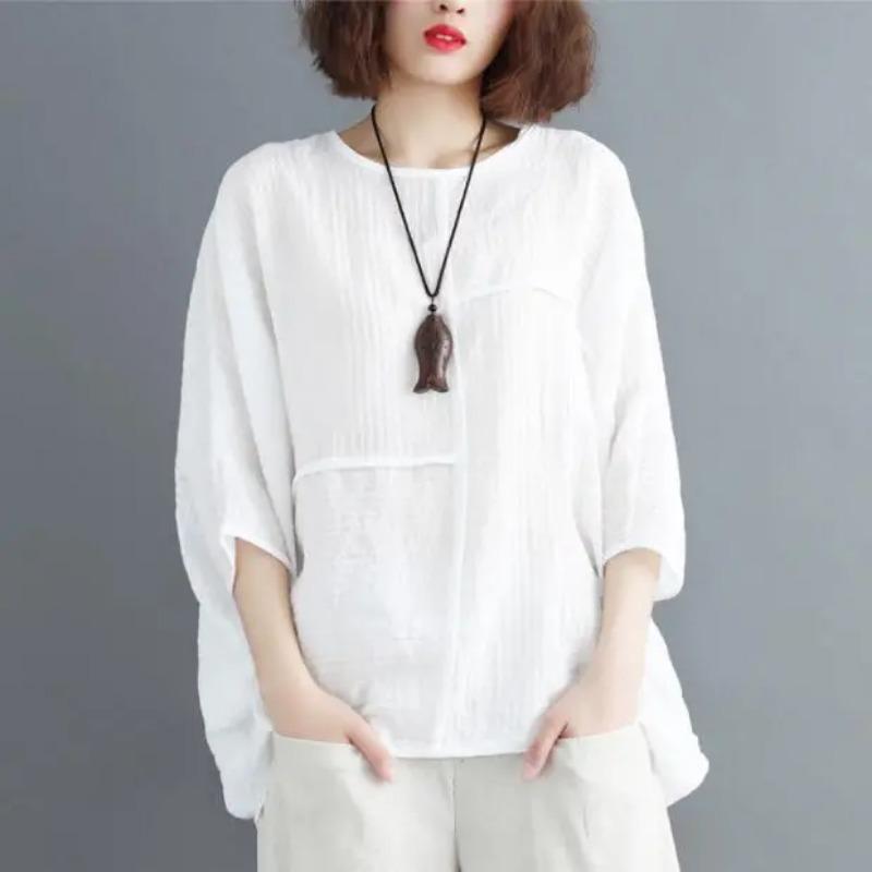 

T-shirt Women s Korean Style Summer Women s Solid Color Foreign Style Loose Top XL білий