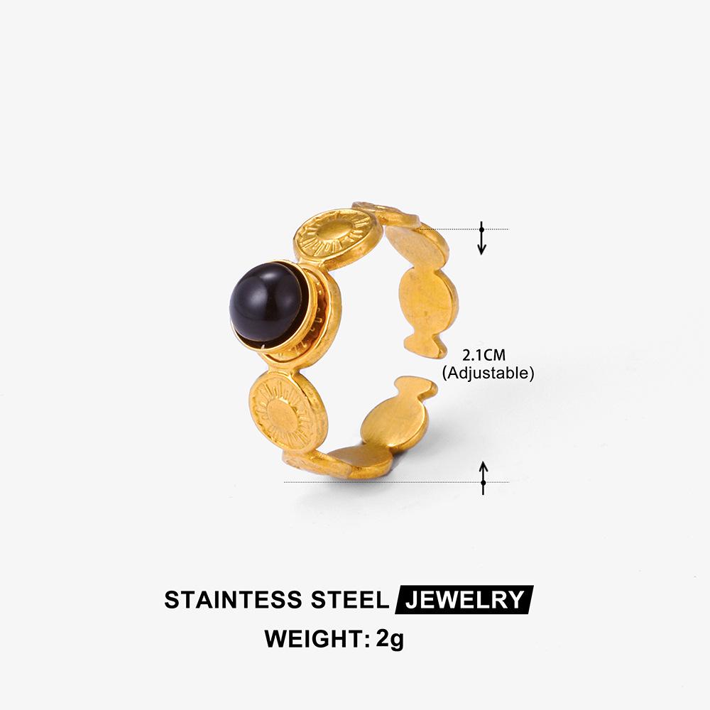 Bohemian Turquoise Stainless Steel Geometric Ring - Fashionable, Non-Fading Titanium Steel Finger Wear.