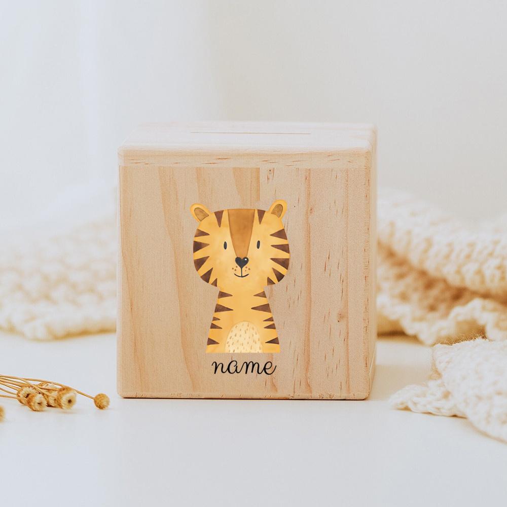 Skarbonka Personalizowana dziecięca skarbonka z kreskówkową nazwą, spersonalizowany skarbonka prezent na chrzest spersonalizowane prezenty wielkanocne dla dzieci