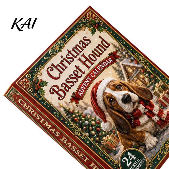Autumn Theme Dog Decor 2026 Advent Calendar, 24-Days Christmas Countdown Calendar with 24 Festive Puppy Lover Box Ornament, 2D Acrylic Cartoon