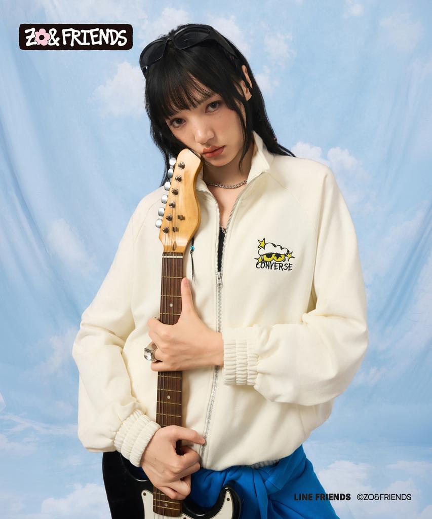 CONVERSE & J.O.F.L. Friends Oversized Zip-Up Sweatshirt Egret Ucl158-W2Y