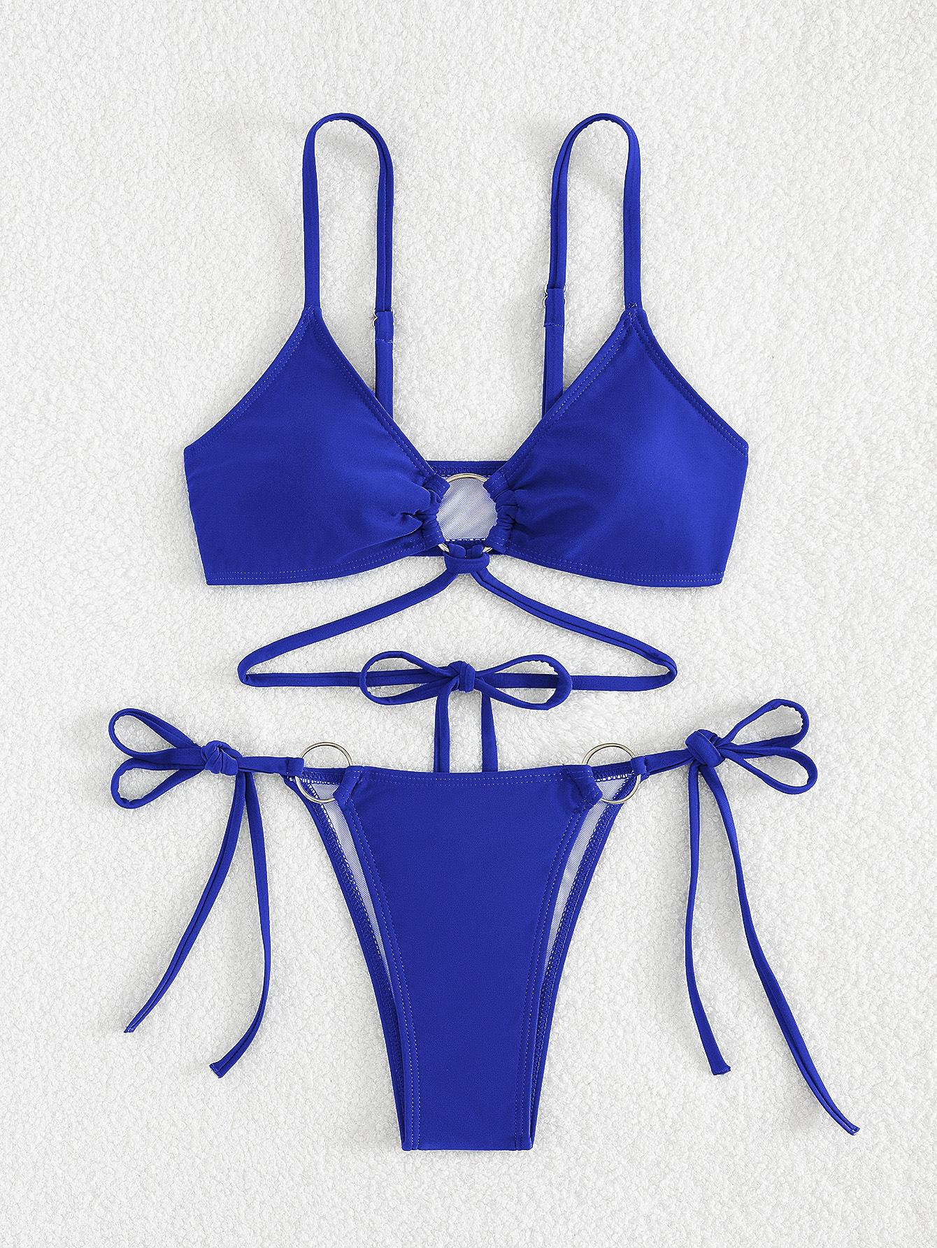 Sexy slim fit high waist sexy bikini women s swimsuit multi-color S темно-синий