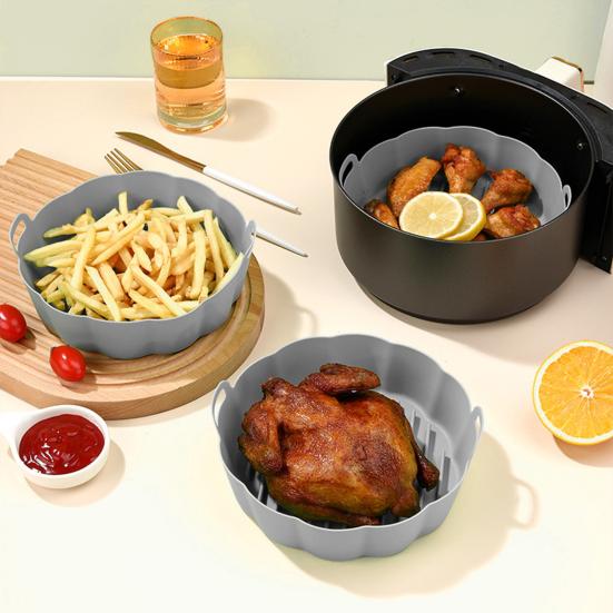 Air Fryer Liner Silicone Baking Tray High Temperature Resistant Pizza Pan Air Fryer Basket Accessory