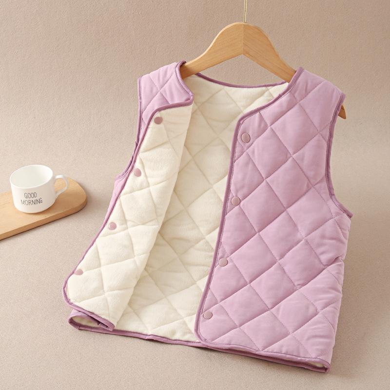 Kids Thickened Warm Padded Sleeveless Cardigan Vest For Boys And Girls
