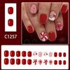 Holiday Party Press On Nail 24PCS Snowflake Candy Cane Designs Lightweight ABS False Nail Christmas Design Easy Apply