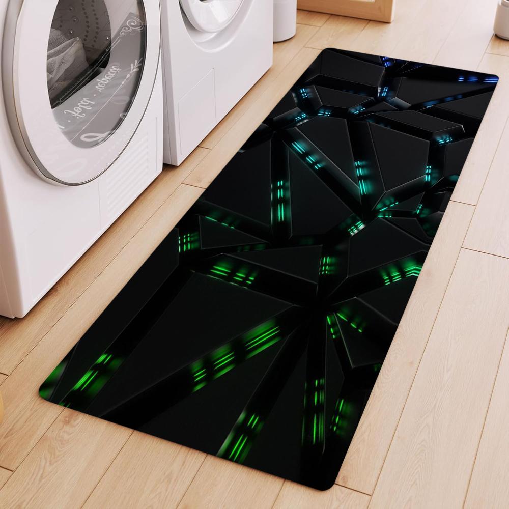 

Geometric Pattern Carpet Mat Rug Living Room Home Decoration Sci Fi Floor Mat Neon Light Tech Style Non Slip Rugs for Bedroom 40X120CM