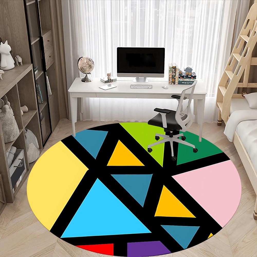 1pc Colorful Geometric Pattern Chair Carpet for Office, Soft Comfortable Mat For Office, Living Room, Bedroom, Machine Washable Carpet yy251112081
